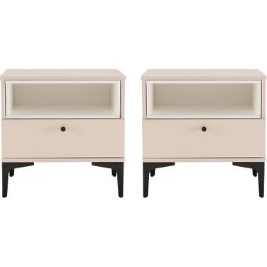 Amara Nightstand Set of 2 In Pale Rose and White