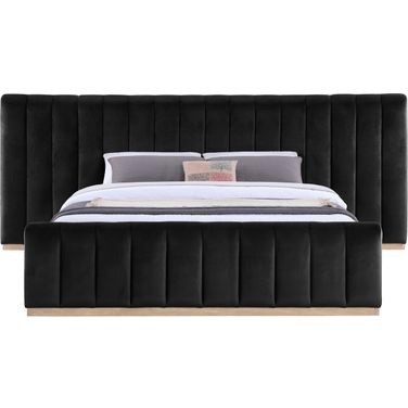 Amara Velvet Upholstered King Bed In Black