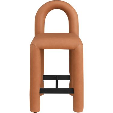 Amari Vegan Leather Stool In Cognac