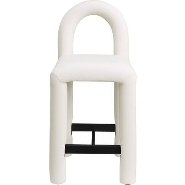 Amari Vegan Leather Stool In Cream