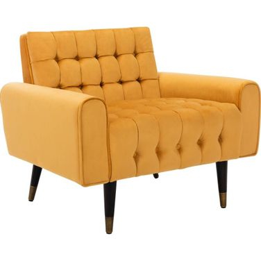 Amaris Marigold and Black and Brass Tufted Accent Chair