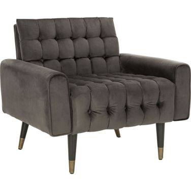 Amaris Shale and Black and Brass Tufted Accent Chair