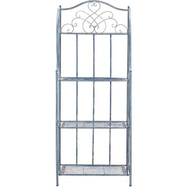 Amaris Wrought Iron 4 Tier Outdoor Bakers Rack in Antique Blue