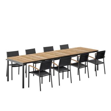 Amazonia Budapest 9 Piece Extendable Patio Dining Set In Black