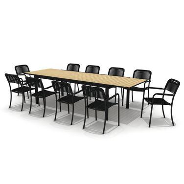 Amazonia Buenos Aires 11 Piece Rectangular Extebdable Patio Dining Set In Black