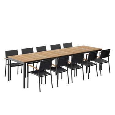Amazonia Busdapest 11 Piece Extendable Patio Dining Set In Black