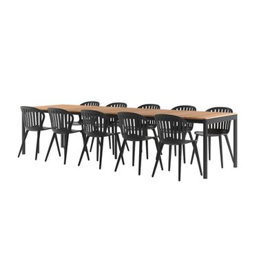 Amazonia Hialeah 11 Piece Extendable Patio Dining Set In Black