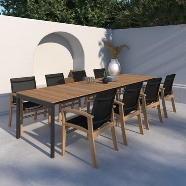 Amazonia Madrid 9 Piece Extendable Patio Dining Set In Black
