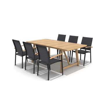 Amazonia Monaco 7 Piece Oval Patio Dining Set In Black