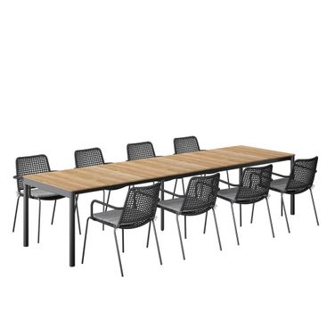 Amazonia Moscu 9 Piece Extendable Patio Dining Set In Black
