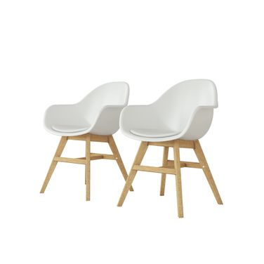 Amazonia Targaryen 2-Piece Arm Chairs Set In White