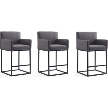 Ambassador Counter Stool in Grey and Black (Set of 3)