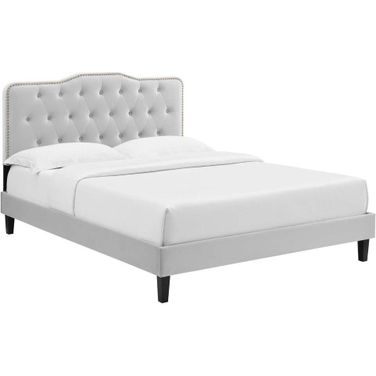 Amber Performance Velvet Twin Platform Bed In Light Gray MOD-6780-LGR