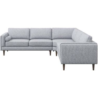 Amber Symmetrical Corner Sofa In Light Grey Fabric