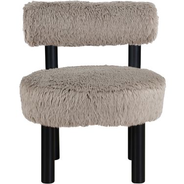 Ambre Vegan Shearling Fabric Upholstered Accent Chair In Beige and Black