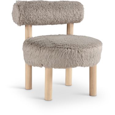 Ambre Vegan Shearling Fabric Upholstered Accent Chair In Beige and Natural