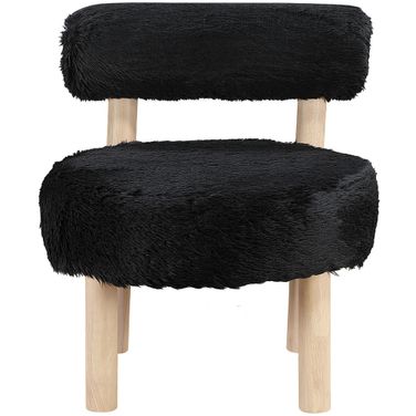Ambre Vegan Shearling Fabric Upholstered Accent Chair In Black and Natural