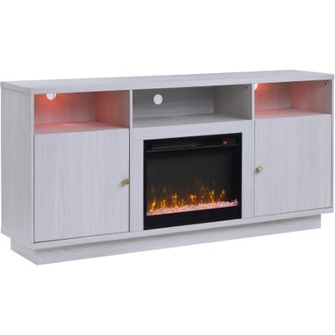 Ambrose 70 Inch Fireplace Console TV Stand with LED Light In White