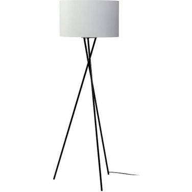 Ambrose Black Metal With White Fabric Shade Floor Lamp