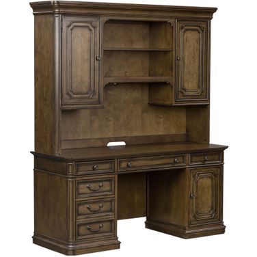 Amelia Antique Toffee Jr Executive Credenza With Hutch