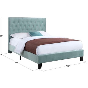 Amelia California King Upholstered Bed In Light Blue
