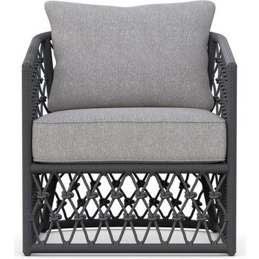 Amelia Club Chair with Cushion In Moon and Matte Charcoal