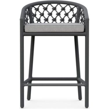 Amelia Counter Stool with Cushion In Moon and Matte Charcoal