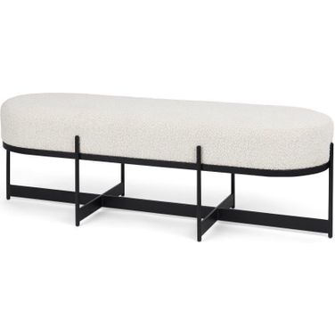 Amelia Cream Boucle With Black Metal Upholstered Bench