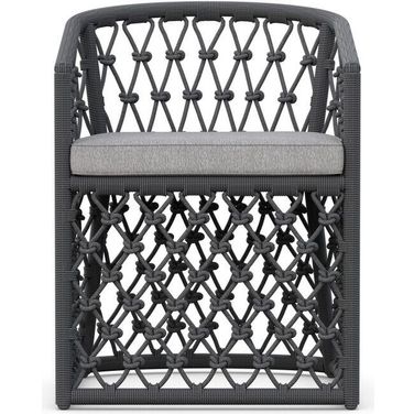 Amelia Dining Chair with Cushion In Moon and Matte Charcoal
