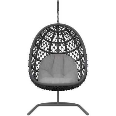 Amelia Hanging Chair with Cushion In Moon and Matte Charcoal