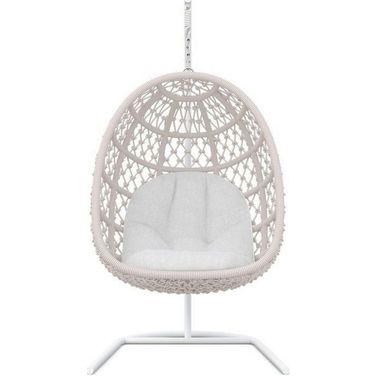 Amelia Hanging Chair with Cushion In Polar and Matte White