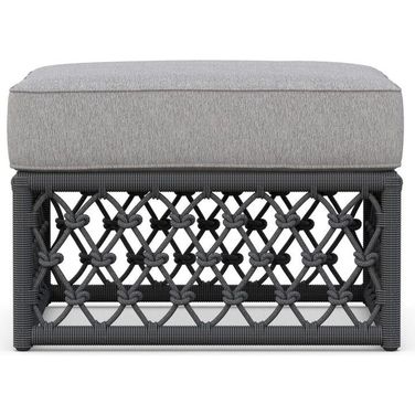 Amelia Ottoman with Cushion In Moon and Matte Charcoal
