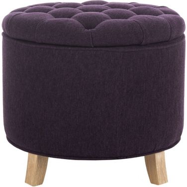 Amelia Plum and Pickled Oak Storage Ottoman
