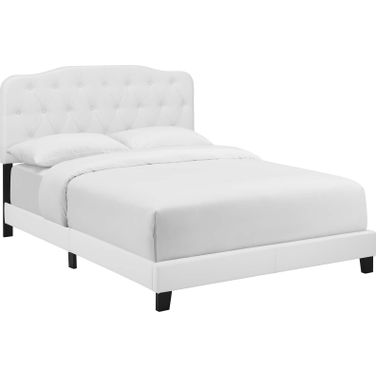 Amelia White King Faux Leather Bed