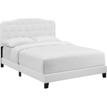 Amelia White Queen Upholstered Fabric Bed