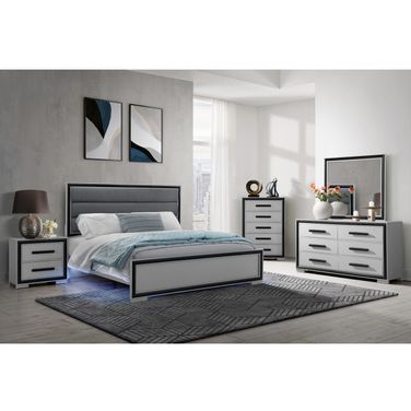 Amelia Youth Bedroom Set With Led In Black And Light Grey