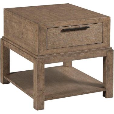 Evans Drawer End Table In Warm Rustic Gray