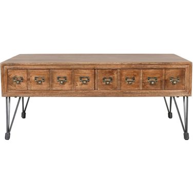 American Coffee Table with Apothecary Drawers In Medium Brown
