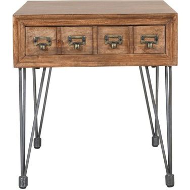 American End Table with Apothecary Drawer In Medium Brown