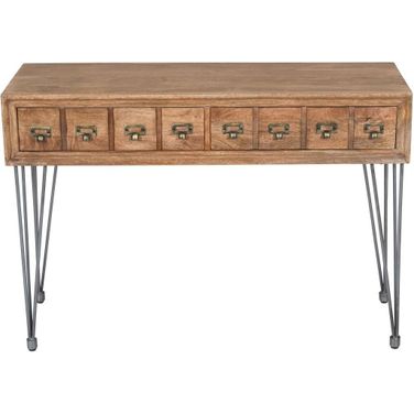 American Sofa Table with Apothecary Drawers In Medium Brown