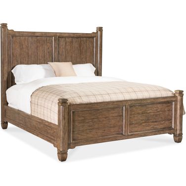 Americana California King Panel Bed In Medium Wood