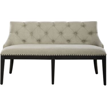 Americana Farmhouse Upholstered Shelter Dining Benchin Black