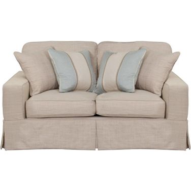 Americana Linen Box Cushion Slipcovered Loveseat