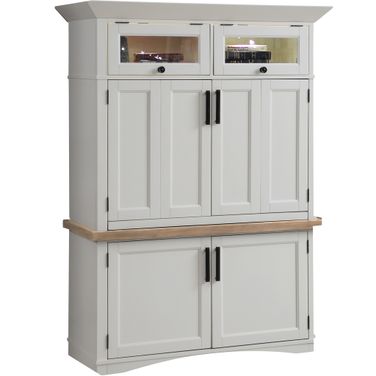 Americana Modern Workstation with Led Light In Cotton and Weathered Natural