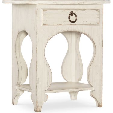 Americana One-Drawer Oval Nightstand In White