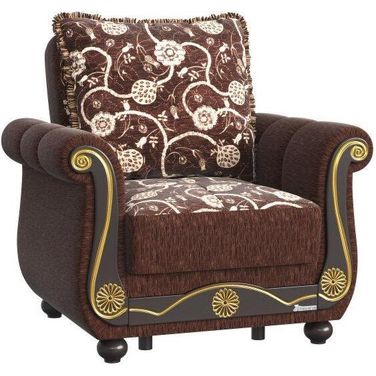 Americana Upholstered Convertible Armchair with Storage In Brown