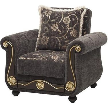 Americana Upholstered Convertible Armchair with Storage In Gray
