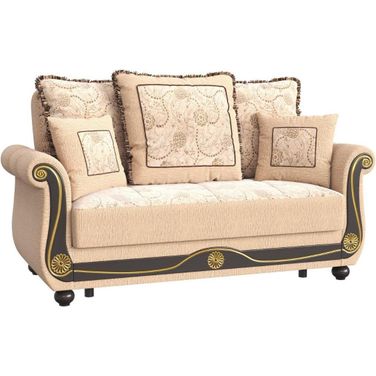 Americana Upholstered Convertible Loveseat with Storage In Beige