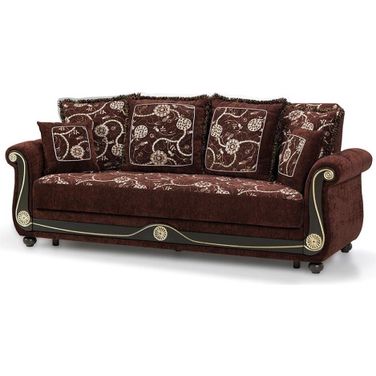 Americana Upholstered Convertible Sofabed with Storage In Brown