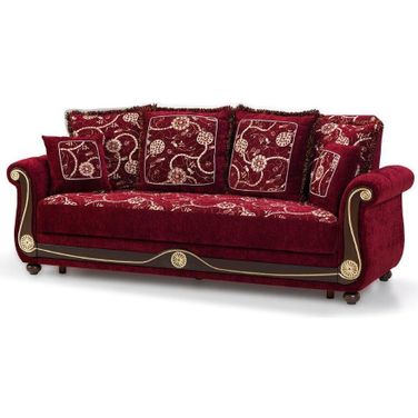 Americana Upholstered Convertible Sofabed with Storage In Burgundy